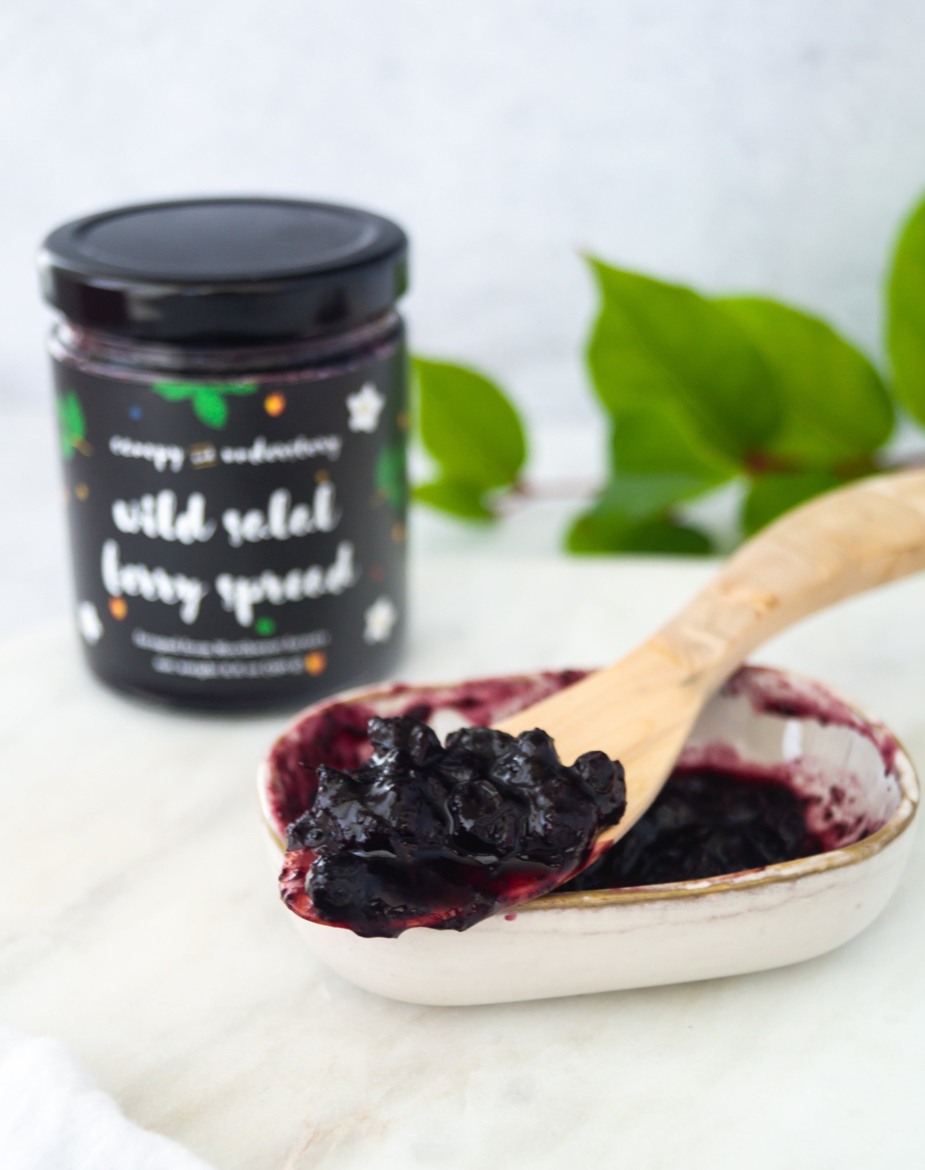 Canopy and Understory Wild Salal Berry Spread jar and spread detail